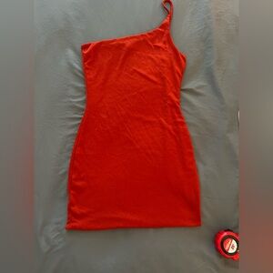 Charlotte Russe Vibrant Orange One-Shoulder Dress size Large